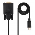 Nanocable Cable Conversor USB-C/M a VGA/M, 1.8 m, Negro
