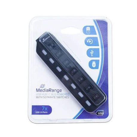 MediaRange MRCS504 hub de interfaz 480 Mbit/s Negro